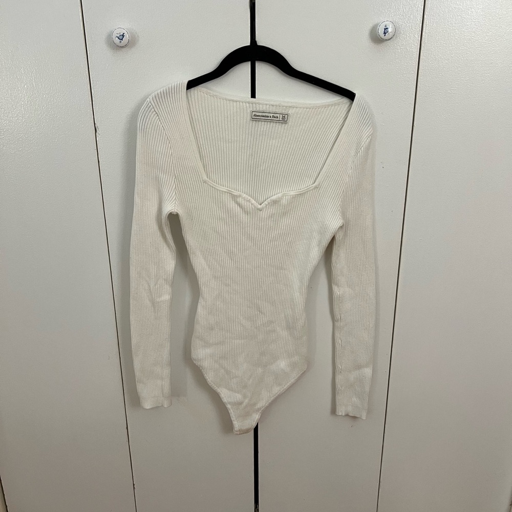 Abercrombie & Fitch Cream Ribbed Bodysuit